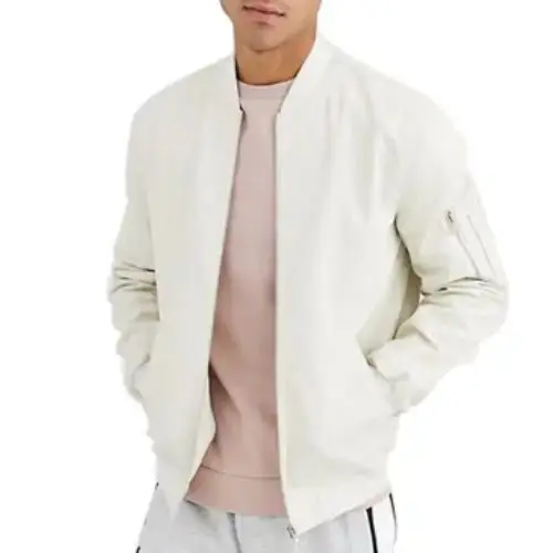 Wholesale bomber jackets manufactured with rib trims and satin lining