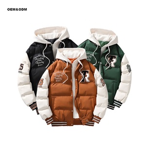 Wholesale Men's Autumn Winter Warm Hooded Baseball Bomber Jacket