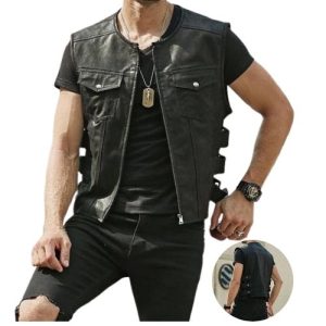 Sleeveless Motorcycle Leather Vest Bulk Supplier