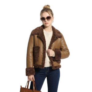 Vintage PU Leather Jacket with Fur Trim Manufacturer