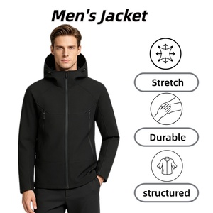 Men Hooded Softshell Jacket Solid Black Loose Outerwear Urban Daily