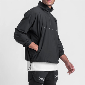Men Quarter Zip Windbreaker Pullover Anorak Jacket
