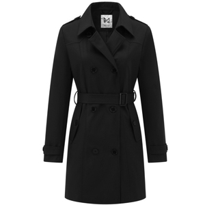 Classic Women's Trench Coat Mid-Length Belted Windproof Overcoat