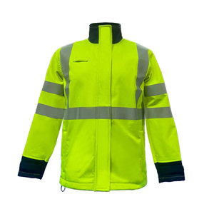 High Visibility FR HV Yellow Softshell Jacket Waterproof Fireproof Anti-Static Regular Fit Safety Clothing YKK Wholesale Custom