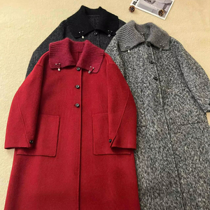 Customized Women's Winter Warm Overcoat Woolen Knee Length Parka